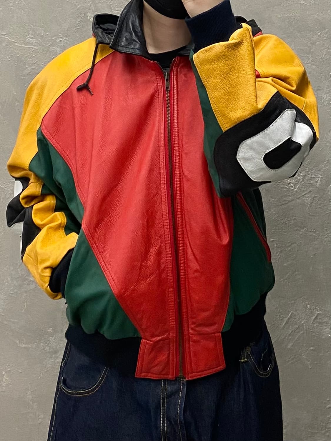 [L] 90s Harajuku Mother 에잇볼 램스킨 레더 자켓 상품이미지10