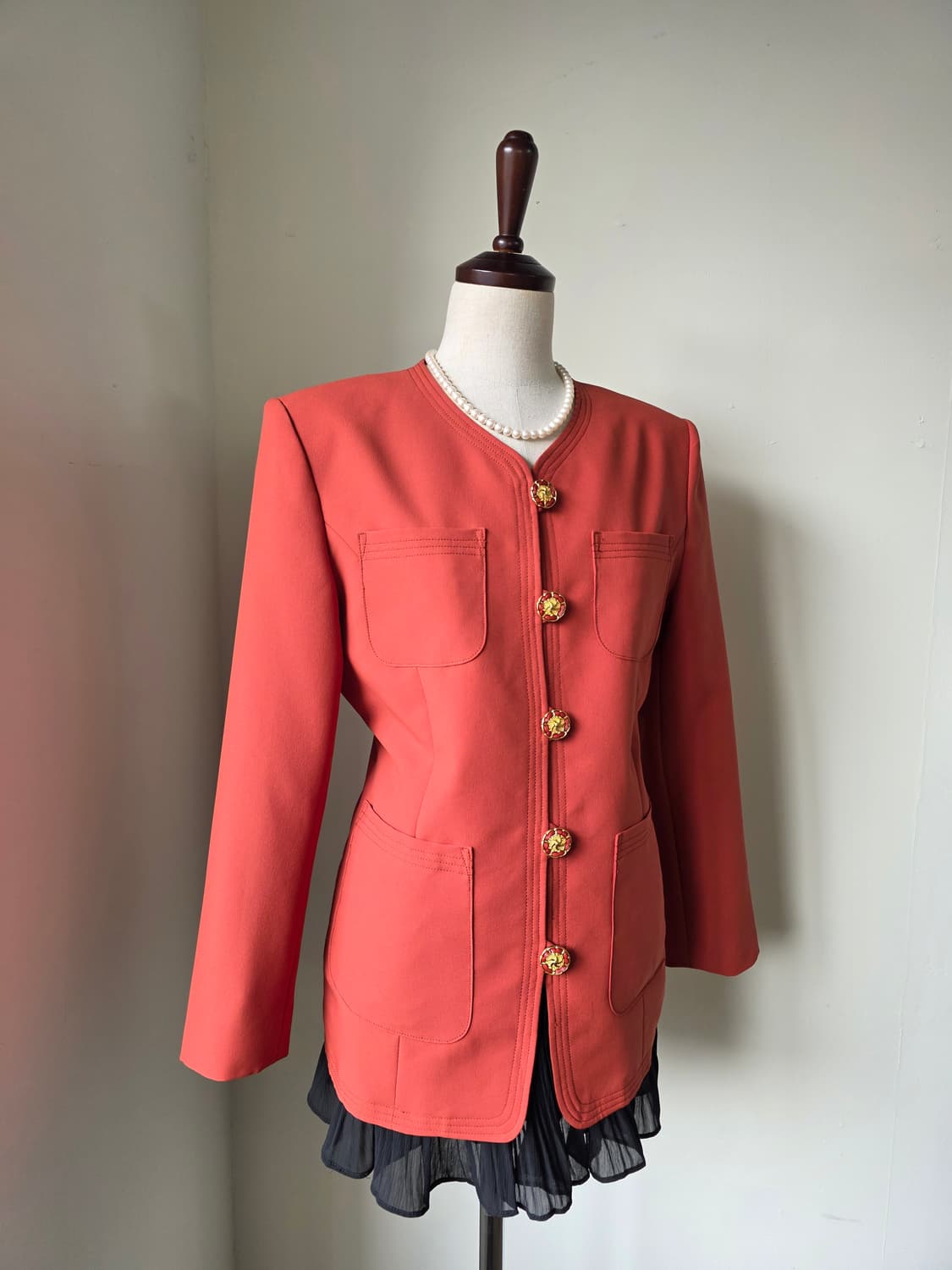 브릭 오렌지 금장 단추 자켓 상품이미지2