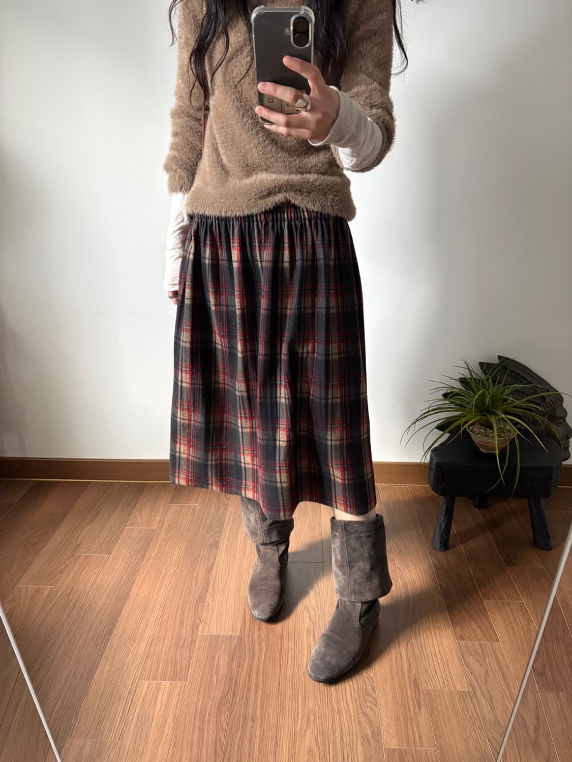 check patterned banding skirt 상품이미지6