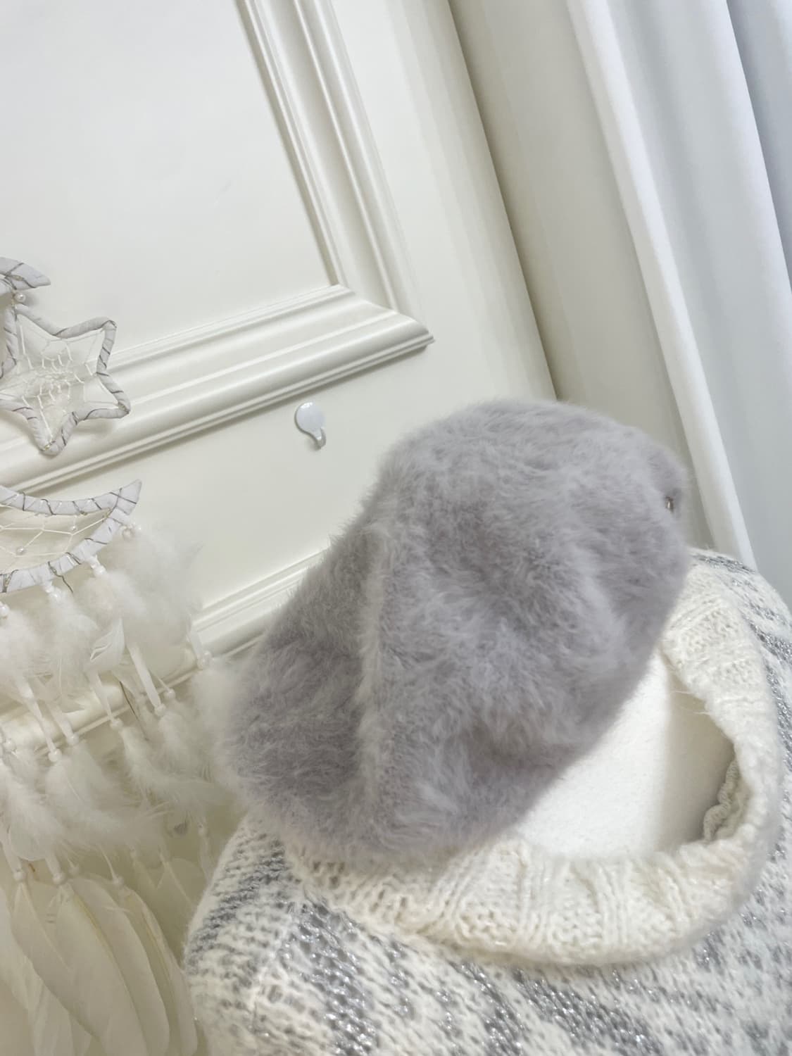 sheer gray fur lovely cap(size-F) 상품이미지3