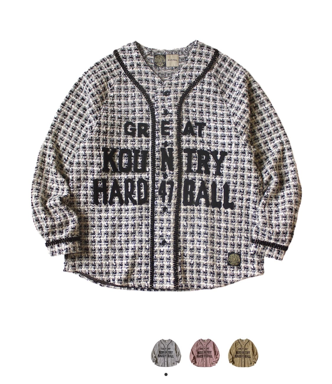 캐피탈 팬시 트위드 베이스볼 자켓 화이트 블랙(2) 상품이미지1
