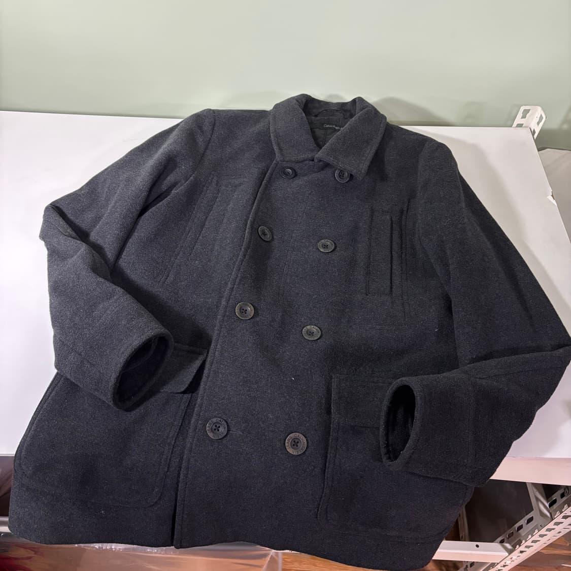 95 M 켈빈클라인진스 CK 챠콜 캐시미어혼방 울 더블피코트 상품이미지1
