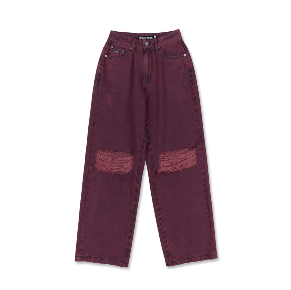 스컬프터 디스트로이드 와이드 데님 팬츠 레드 S 상품이미지4