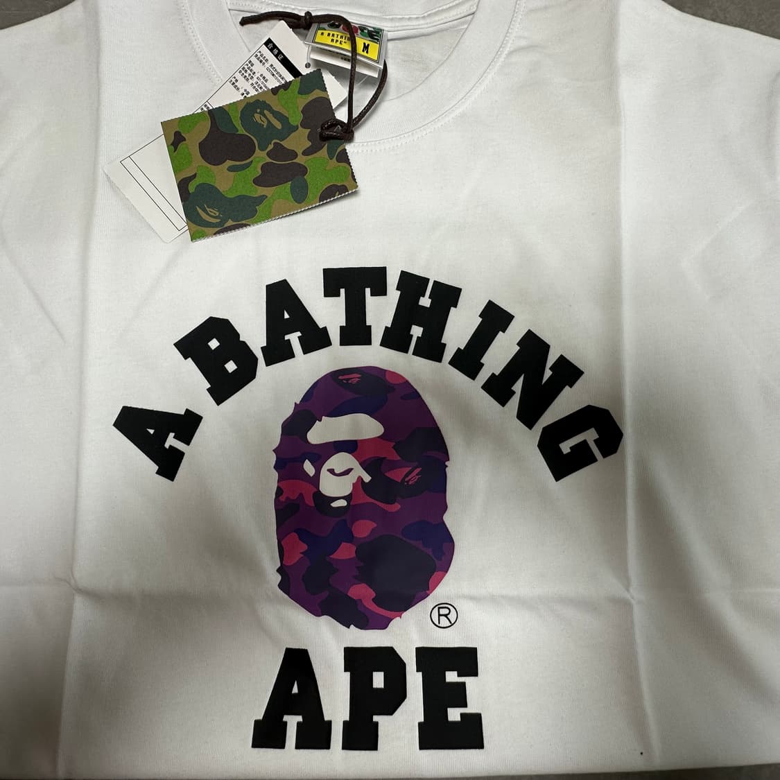 베이프 컬러 카모 컬리지 티셔츠 화이트 퍼플 상품이미지7