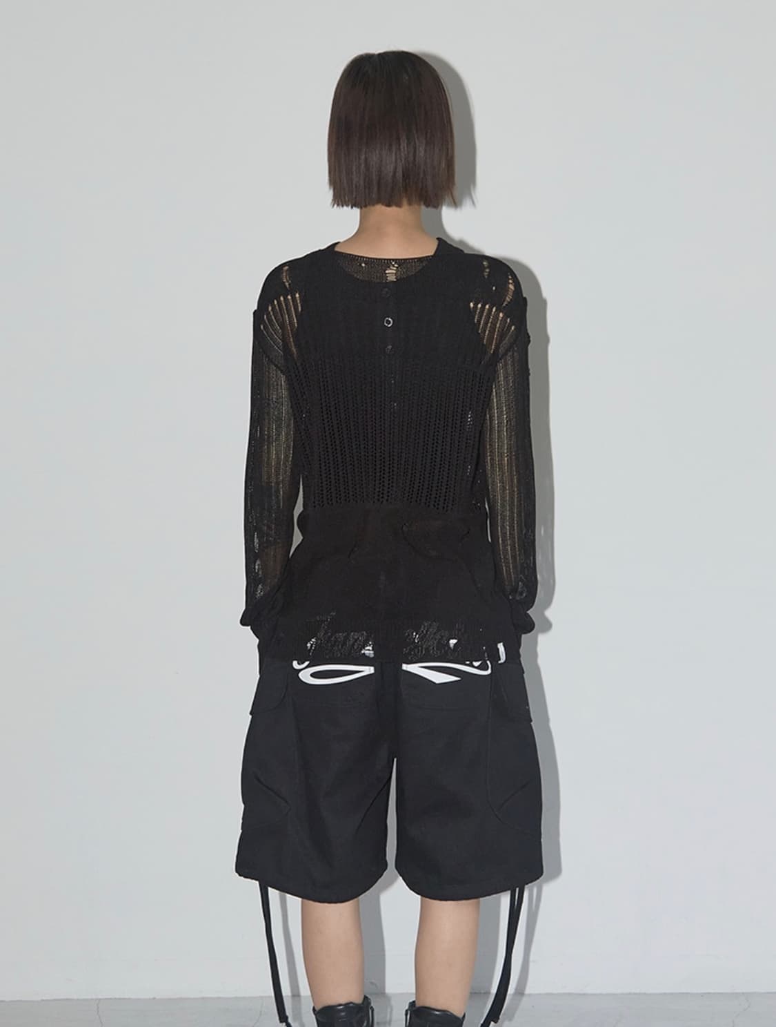 데미지 니트 롱슬리브 (BLACK) F25QB089 상품이미지5