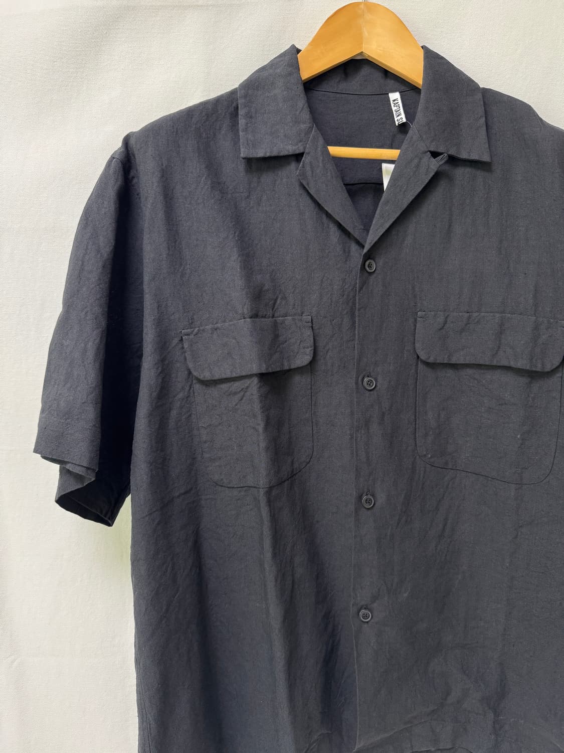 캡틴선샤인 린넨 실크 오픈카라 셔츠 블랙 40 상품이미지4