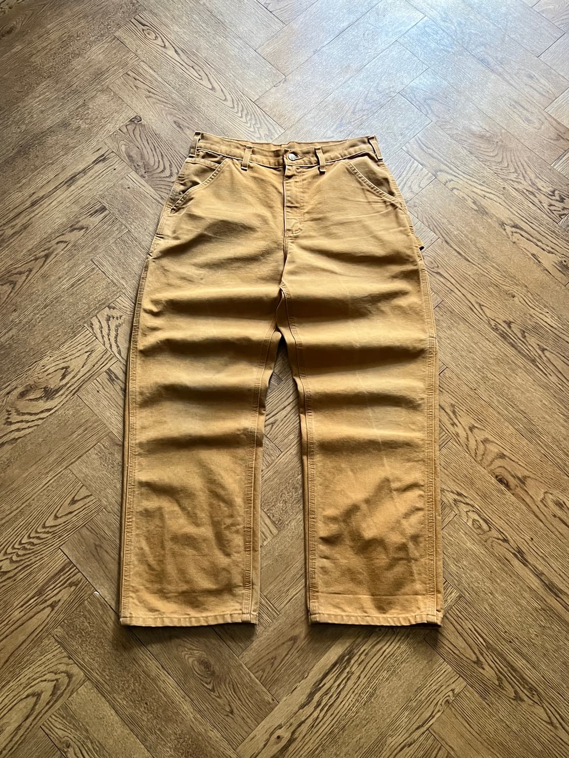 [31]칼하트 USA 빈티지 워싱 브라운 싱글니 카펜터 워크 팬츠 상품이미지2