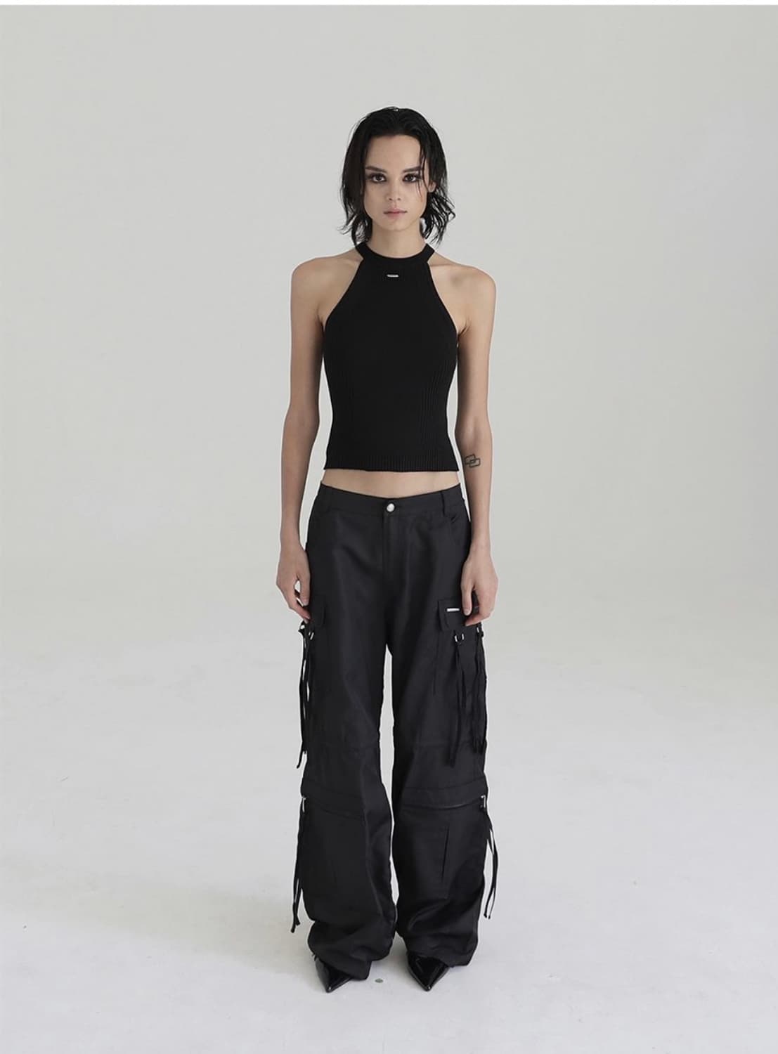 배드블러드 블랙 스트랩 카고팬츠 파라슈트 상품이미지1