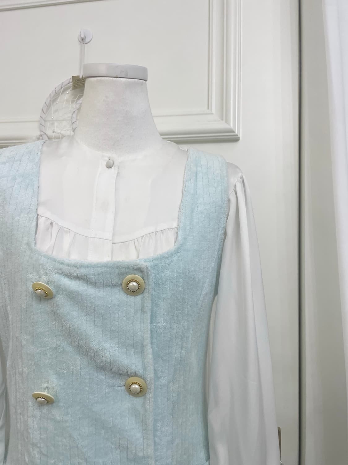 sheer mintblue button point opc&white sh 상품이미지7