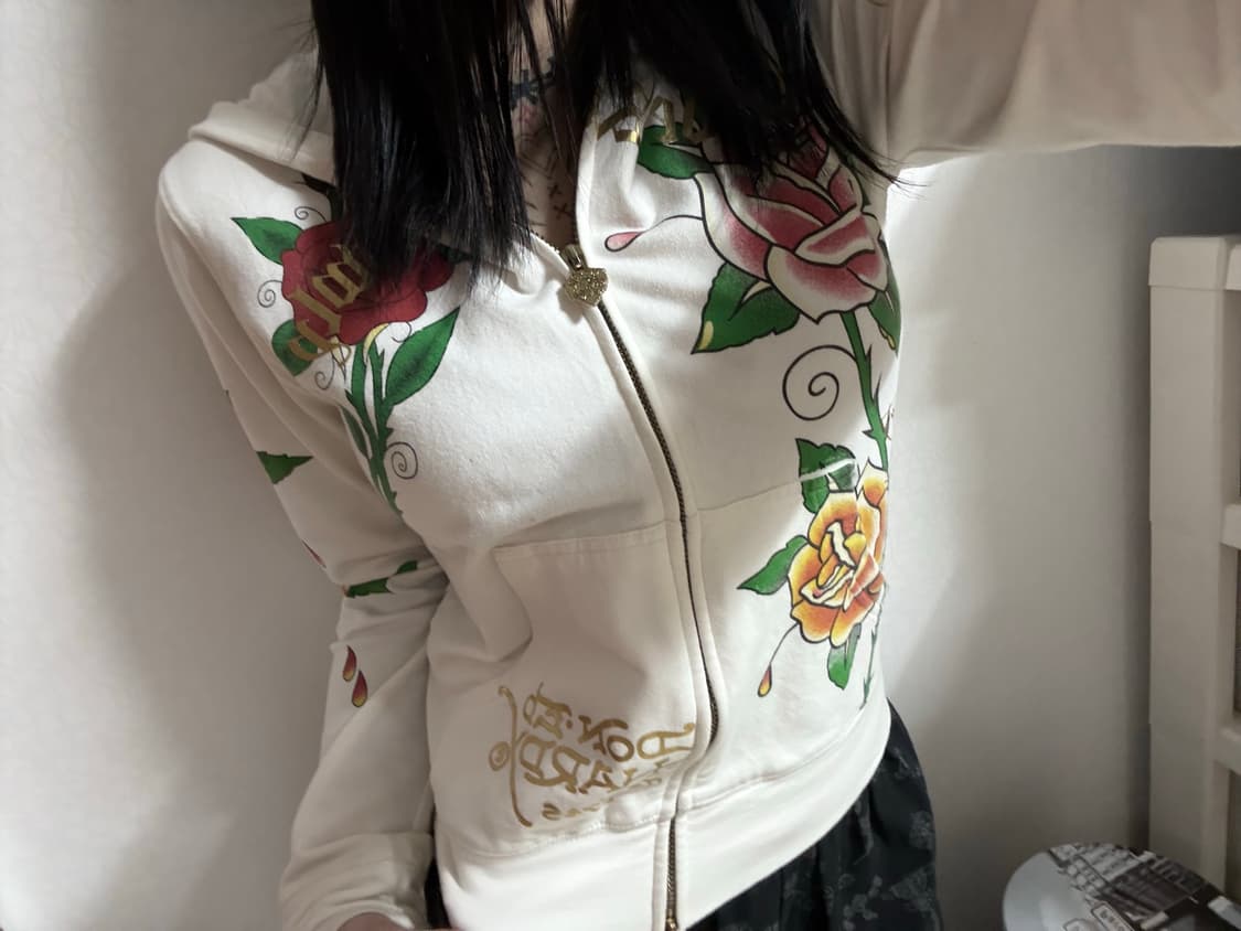 에드하디 화이트 큐빅 후드집업 상품이미지5