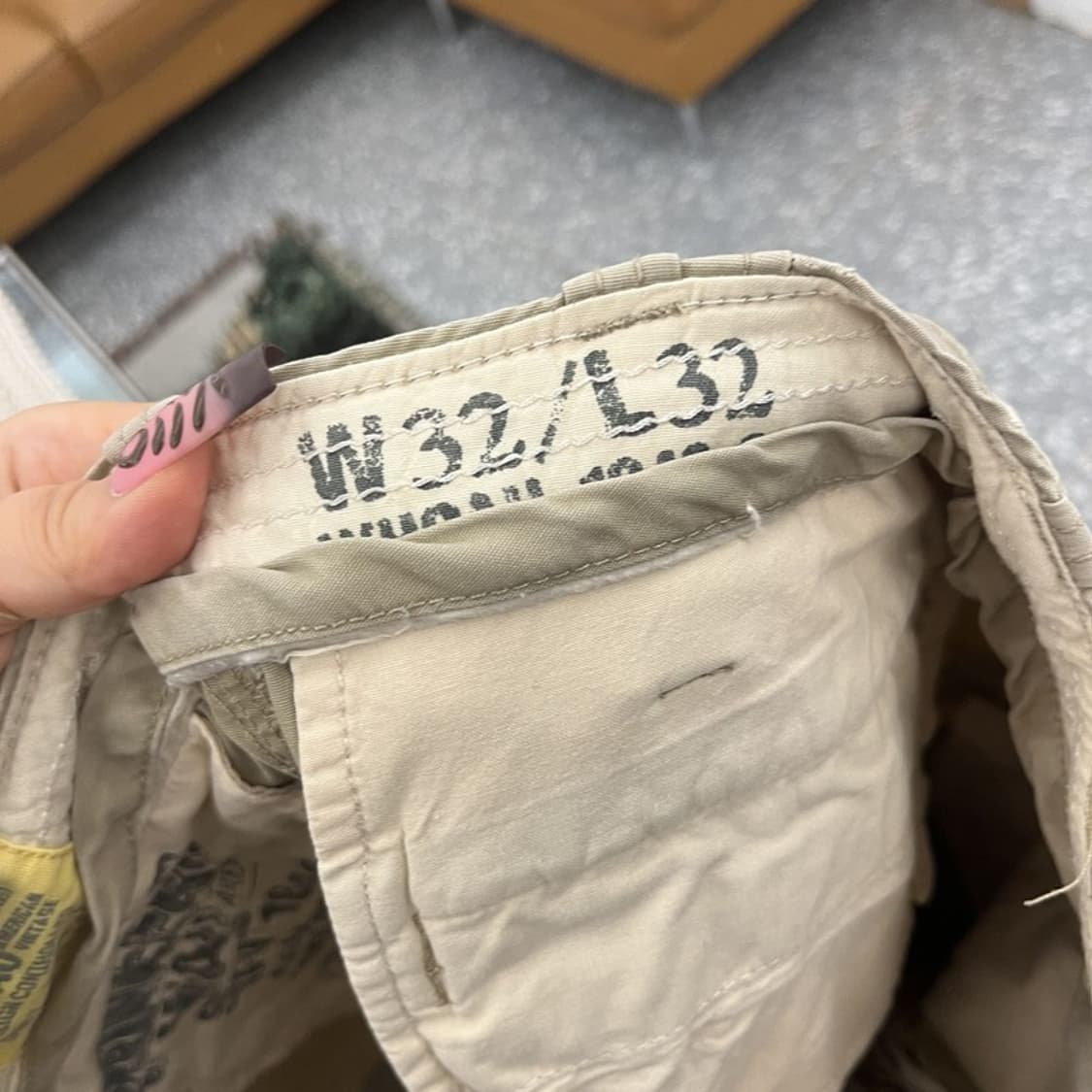 후아유 빈티지 캐주얼 스트랩 오트밀 카고 반바지 32인치 C11567 상품이미지6