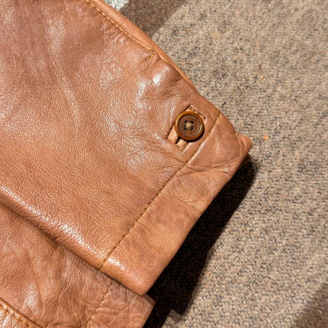 유나이티드 애로우즈 램스킨 레더 자켓 s 90~95 양가죽 카 코트 상품이미지3