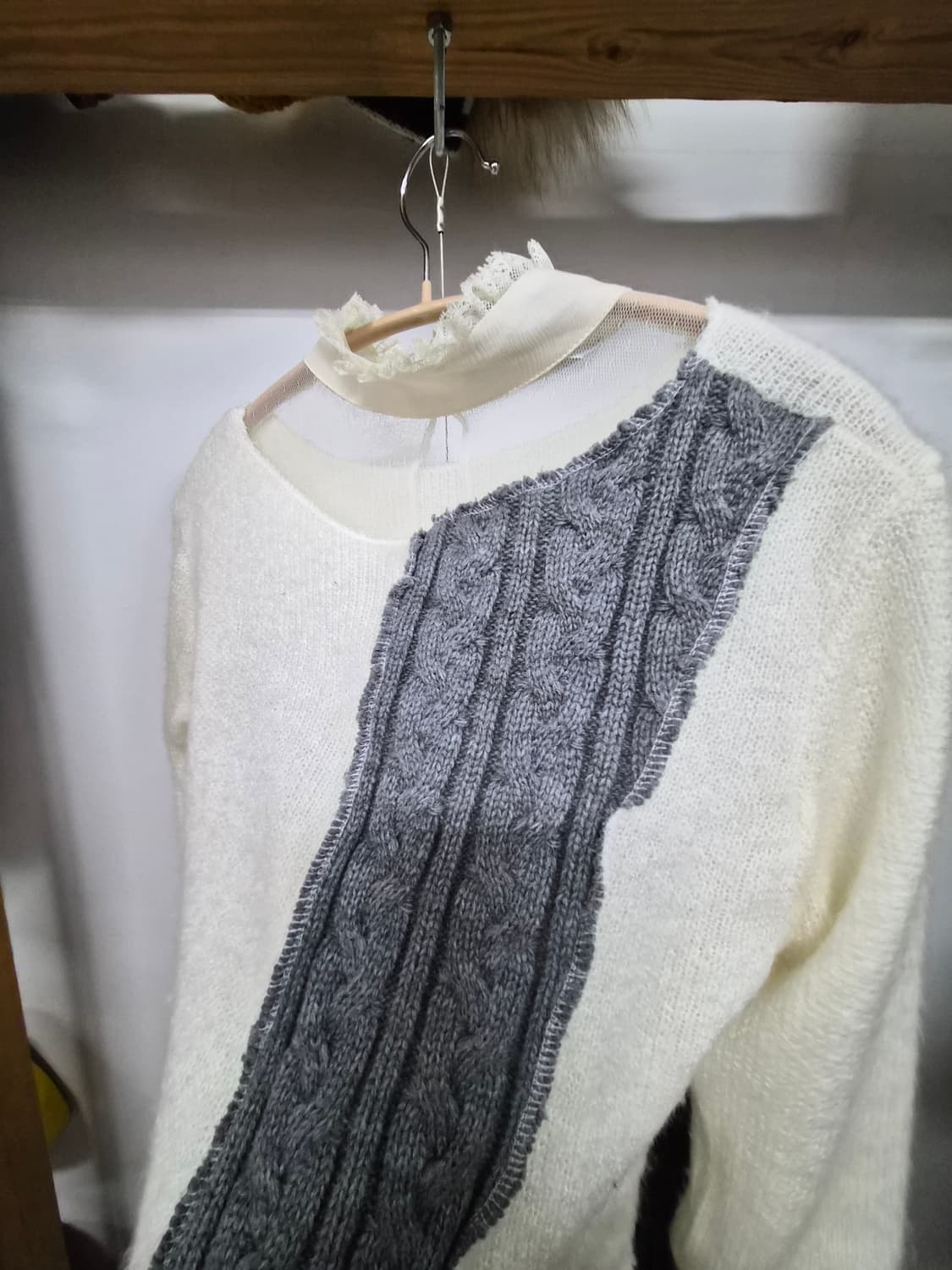 언발 케이프 크롭니트. 골지 캐시미어 스커트 상품이미지4