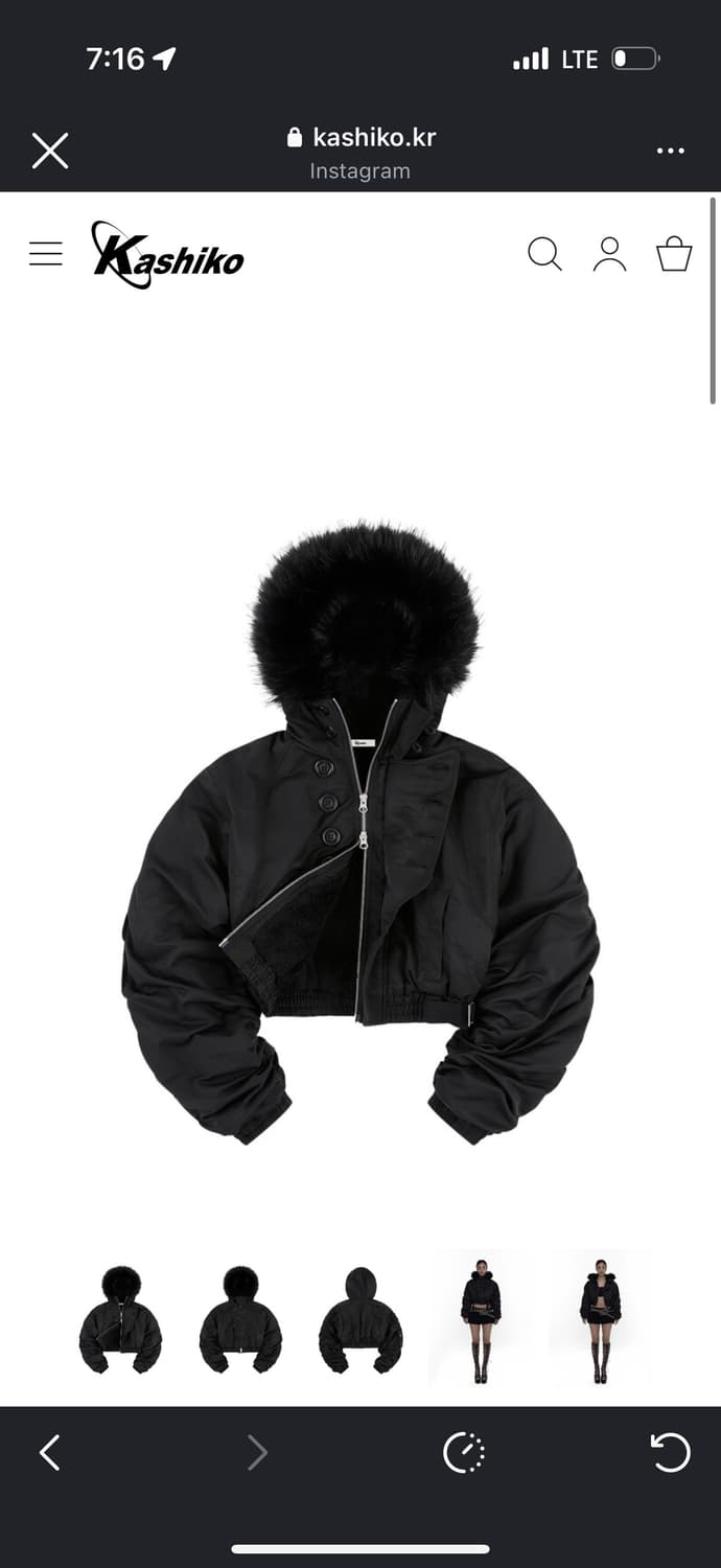 카시코 후디 크롭 봄버 25fw 실착1회 판매 상품이미지3