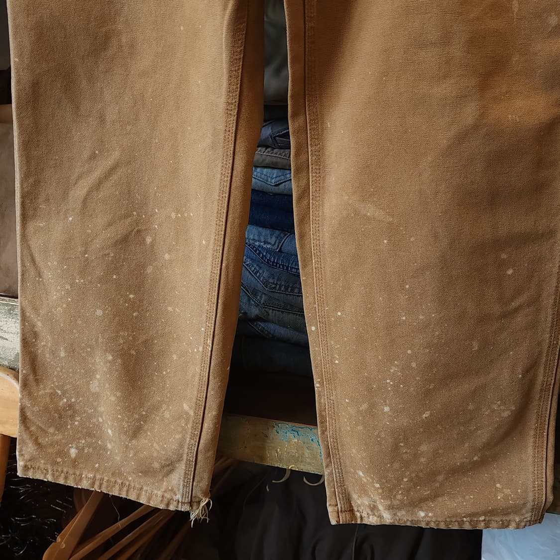 칼하트 싱글니 카펜터 워크팬츠 브라운 덕캔버스 36x34 상품이미지4