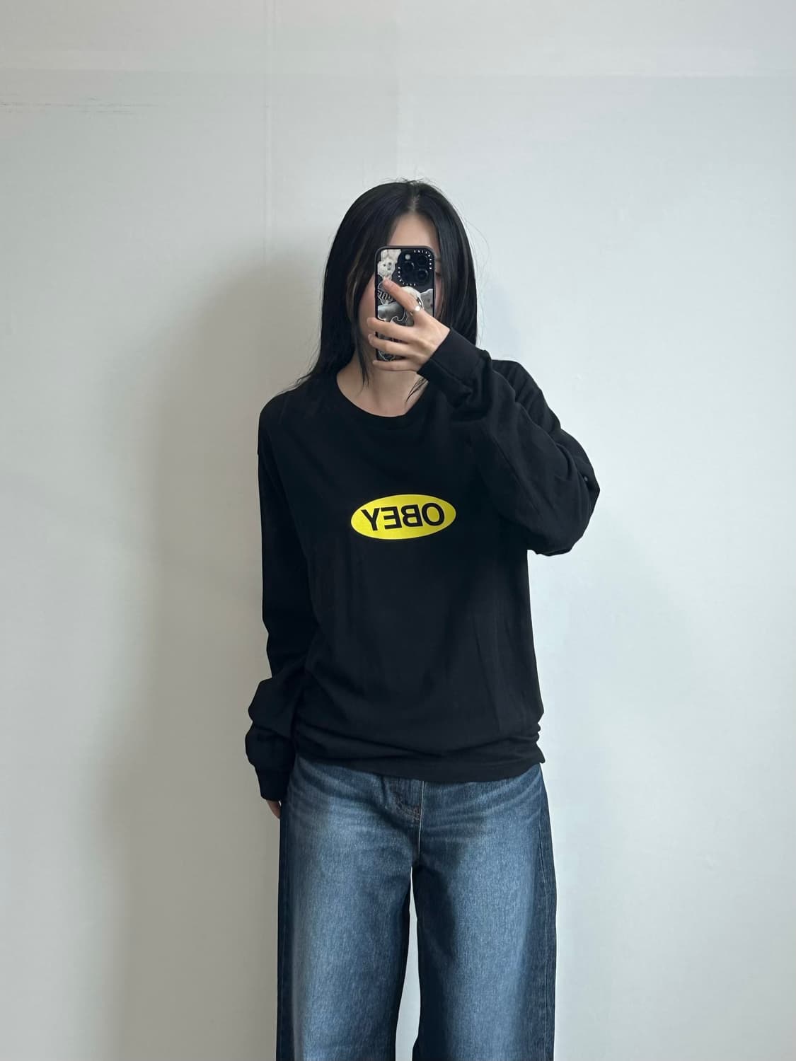 오베이 백로고 블랙 롱슬리브 긴팔티 상품이미지2