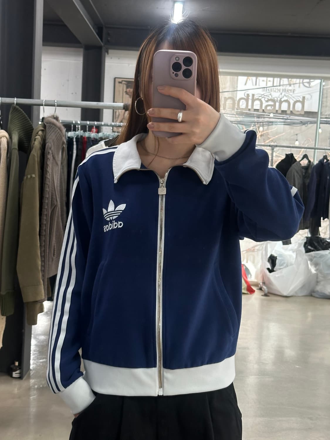 아디다스 빅로고 베켄바우어 져지 트랙탑 다크블루 상품이미지3