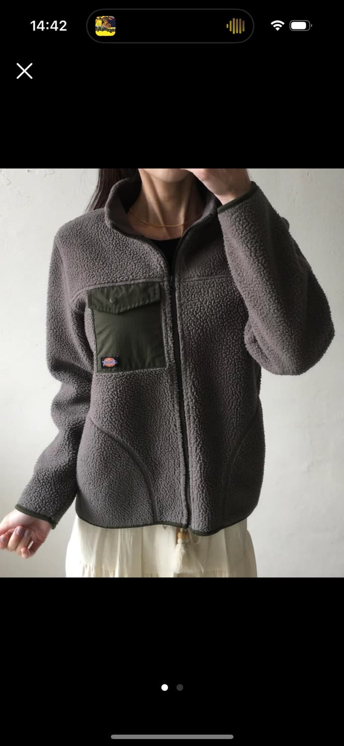 디키즈 플리스 가슴포켓 집업 카키 상품이미지1