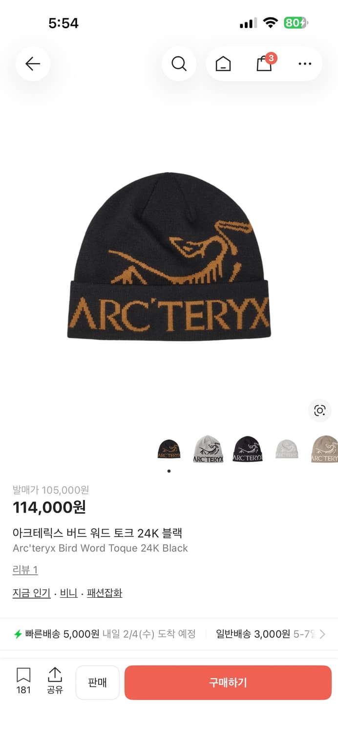 아크테릭스 비니 블랙 미개봉 상품이미지1