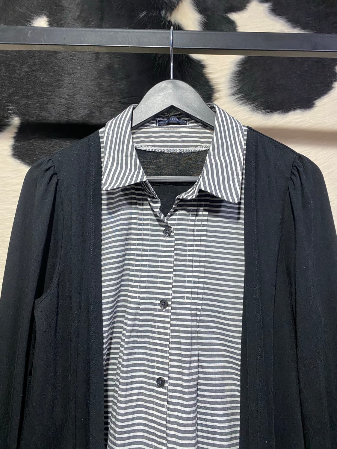 Japanese vtg 플리츠 디테일 레이어드 스트라이프 셔츠 상품이미지2