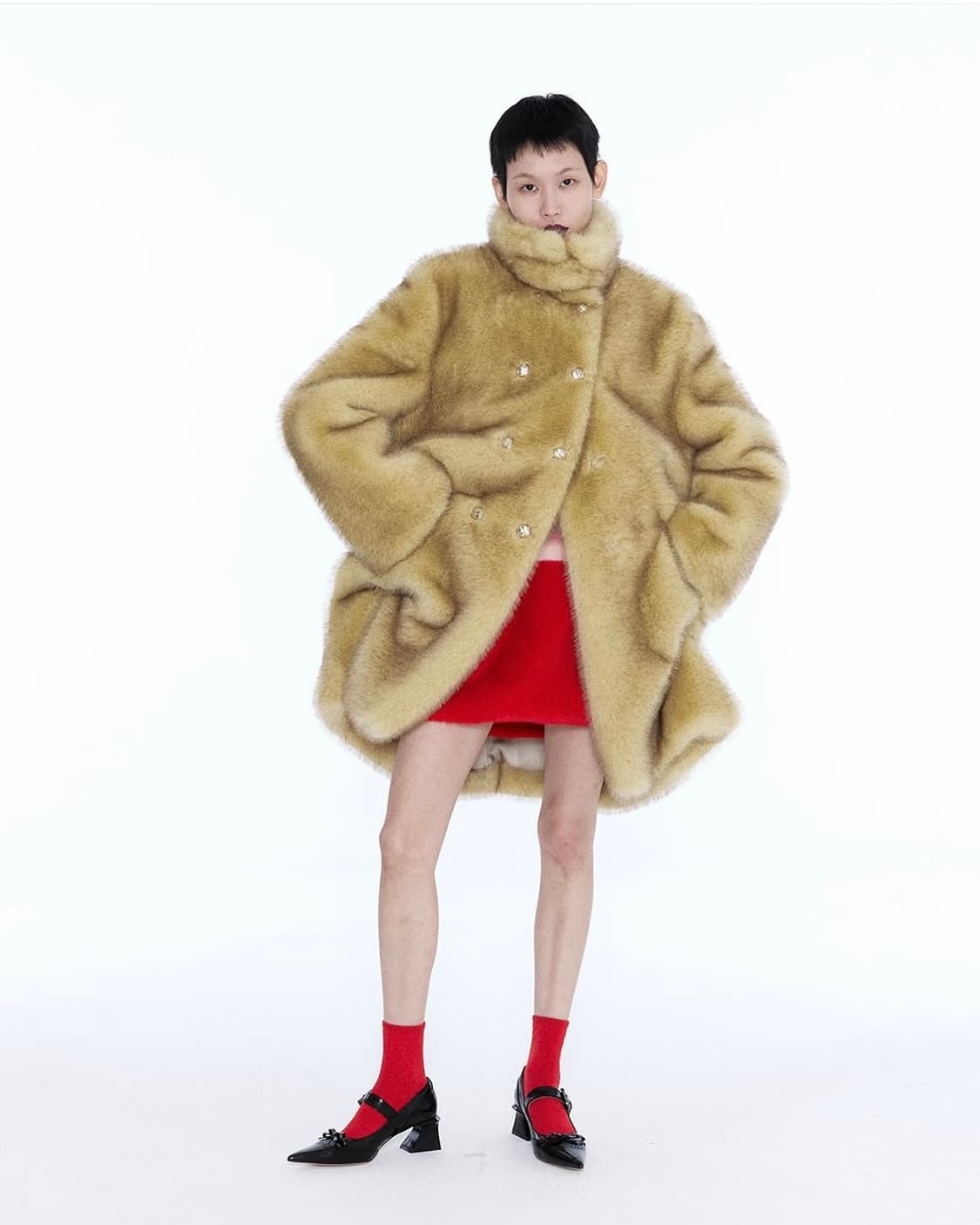 [새상품] 낸시부 더블 브레스티드 퍼 코트 상품이미지3