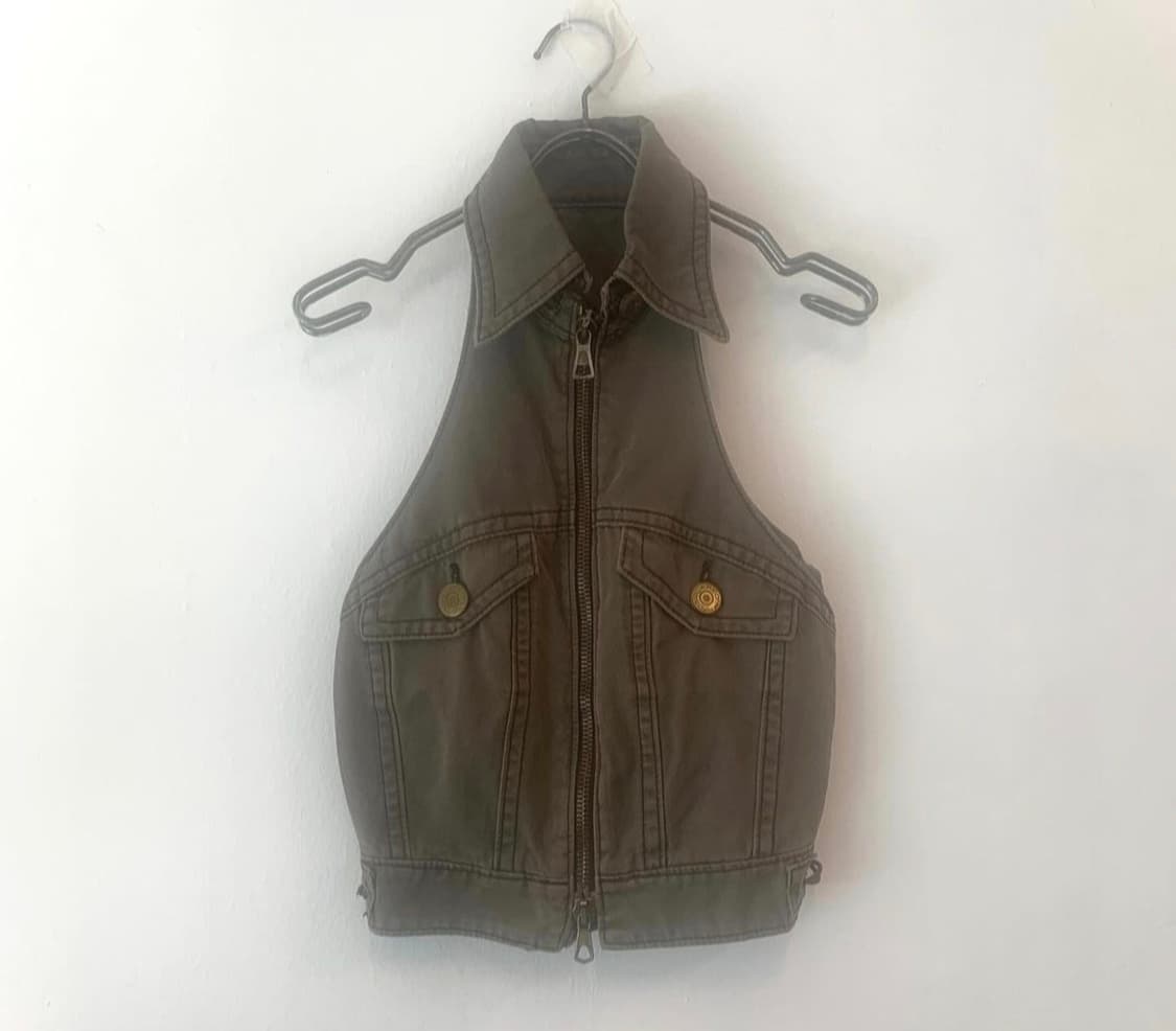 빈티지 Dsquared2 00's 데님 카키 베스트 밀리터리 히피 Y2K 상품이미지1