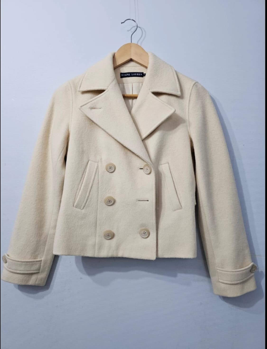 폴로  랄프로렌 더블 버튼 캐시미어 숏 코트아이보리 ~55반 상품이미지1