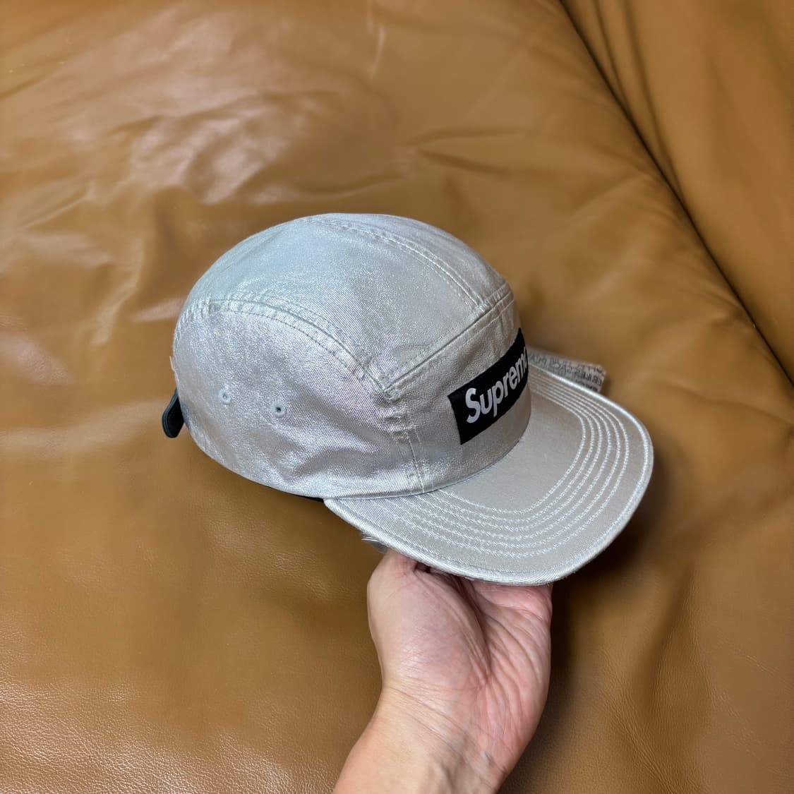 Supreme 슈프림 실버 캠프캡 모자 (Washed Silver) 상품이미지3