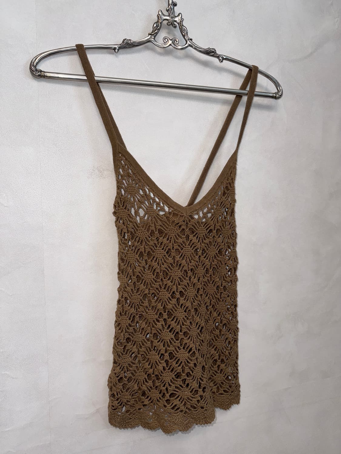 Brown ethnic floral crochet sleeveless 상품이미지5