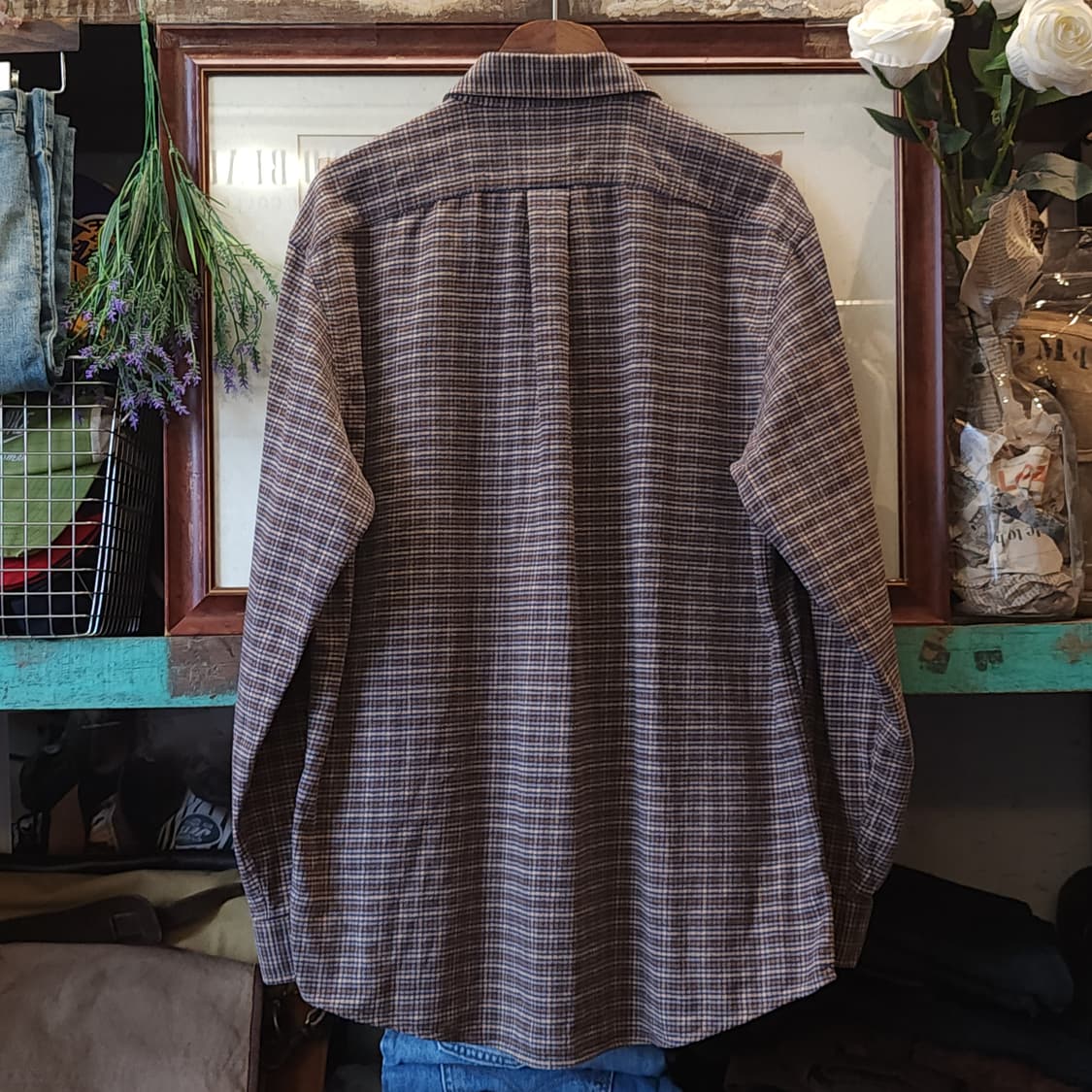 90s 엘엘빈 체크셔츠 플란넬 셔츠 헤비코튼 워크셔츠 하운드투스 m 상품이미지3