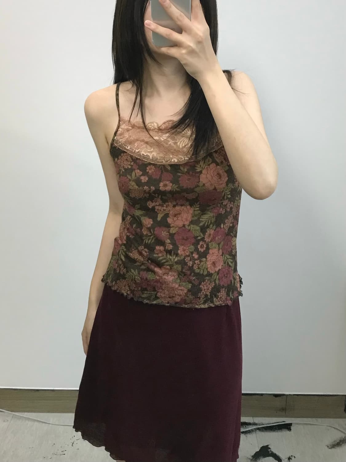 빈티지 레이스 플라워 나시 상품이미지1