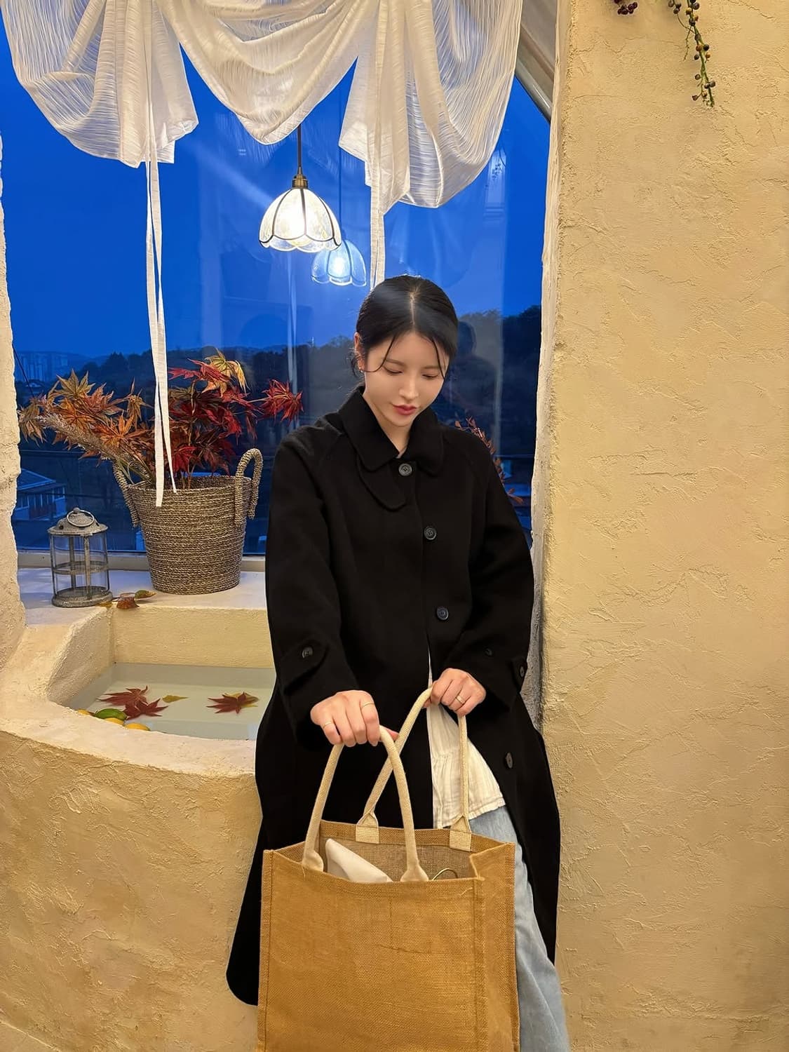 (새상품) 미케네 다비 핸드메이드 울 발마칸 코트 블랙 1사이즈 상품이미지1