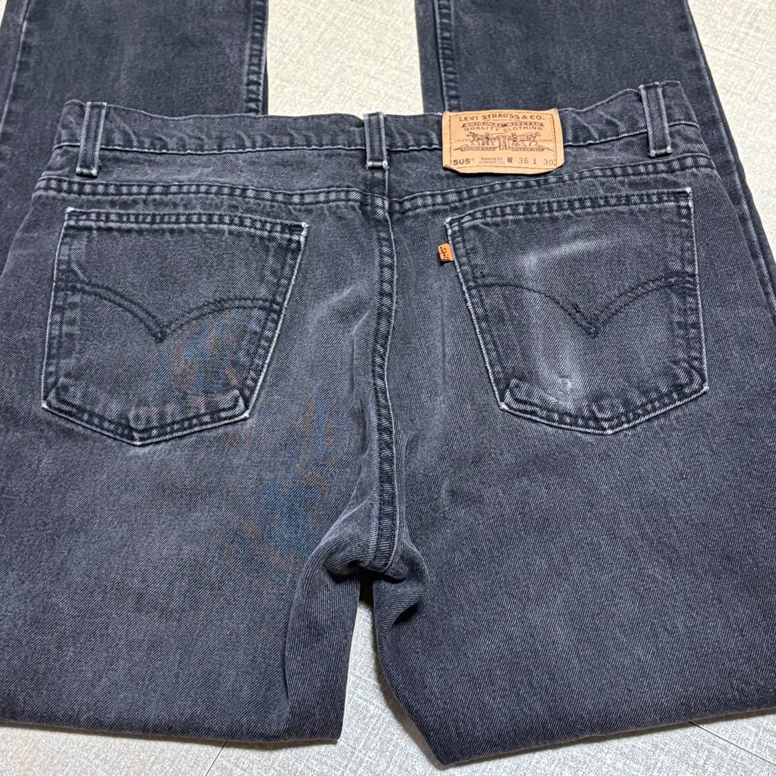 90s USA🇺🇸 리바이스 505 오렌지 탭 블랙 흑청 상품이미지5