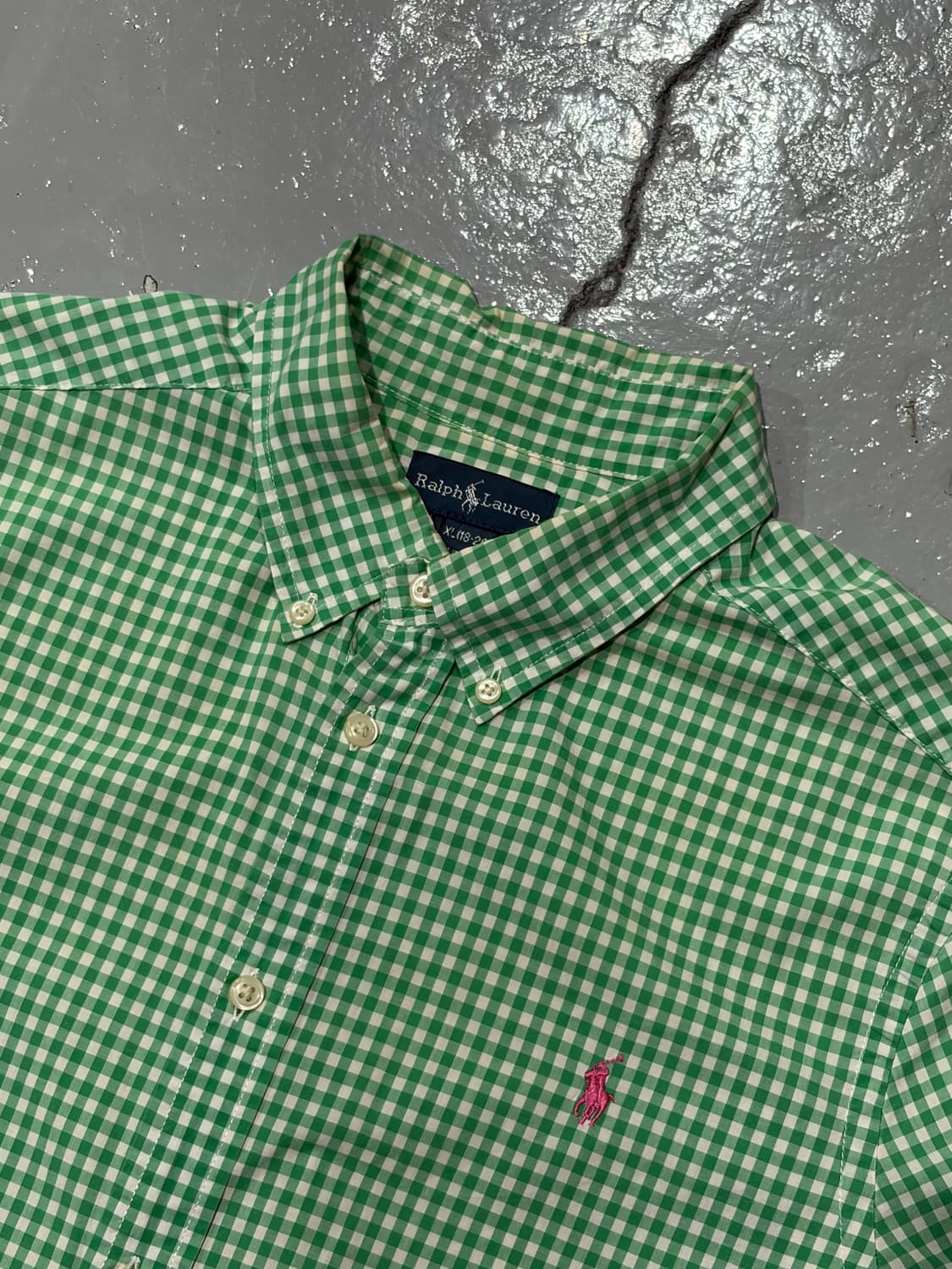 폴로 랄프로렌(PoloRalphLauren) 그린 깅엄 체크 반팔 셔츠 상품이미지2