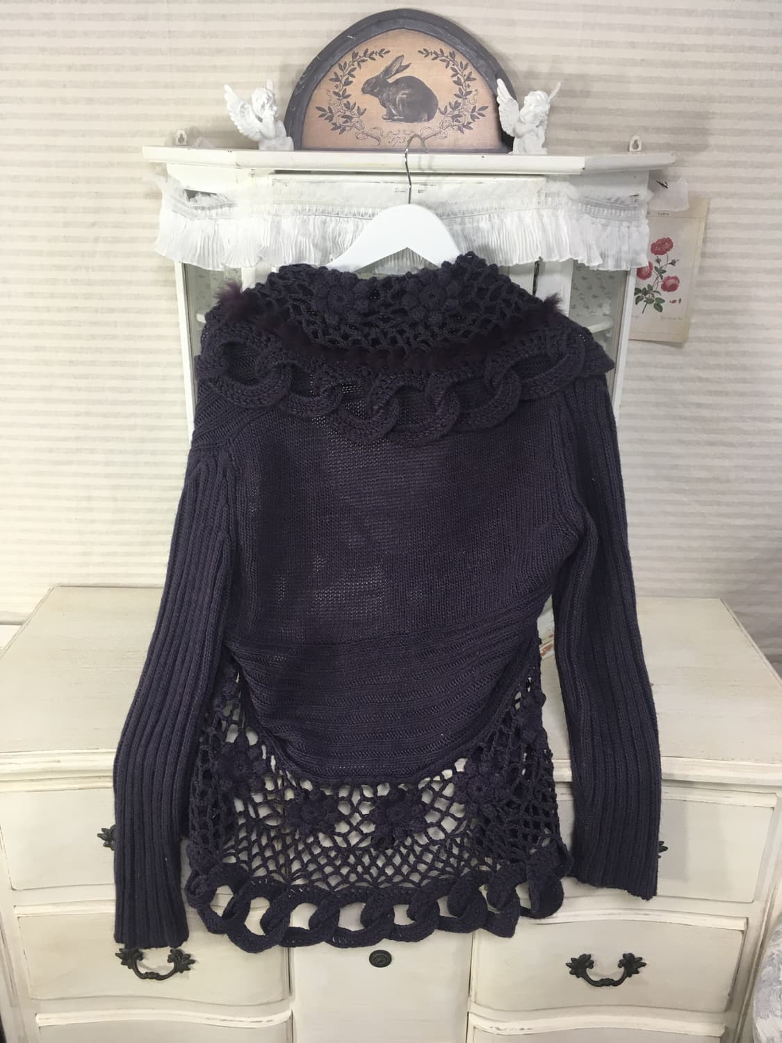 Set) purple crochet fur knit cd +muffler 상품이미지9