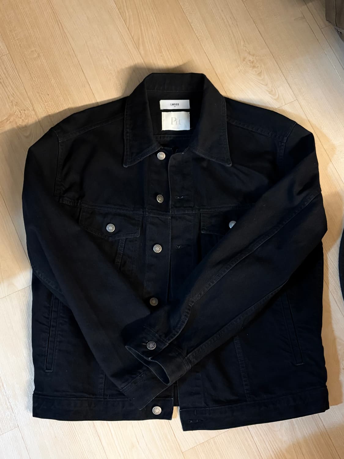 [M]엘무드 x prt prt shop(짱구대디) 콜라보 데님 자켓블랙 상품이미지1