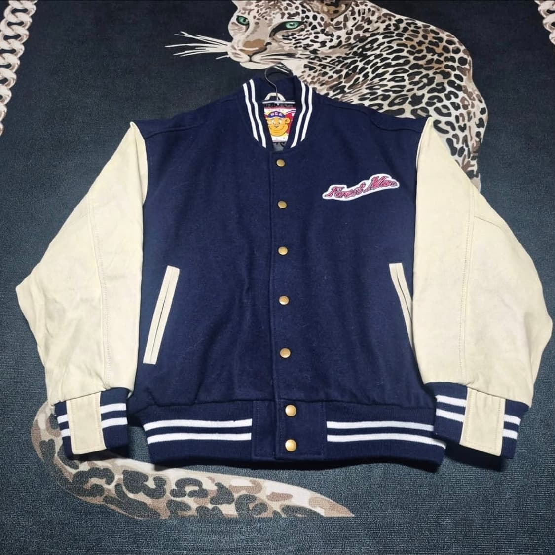 90's Forest Mac 울 레더 USA 바시티 자켓 L 상품이미지1