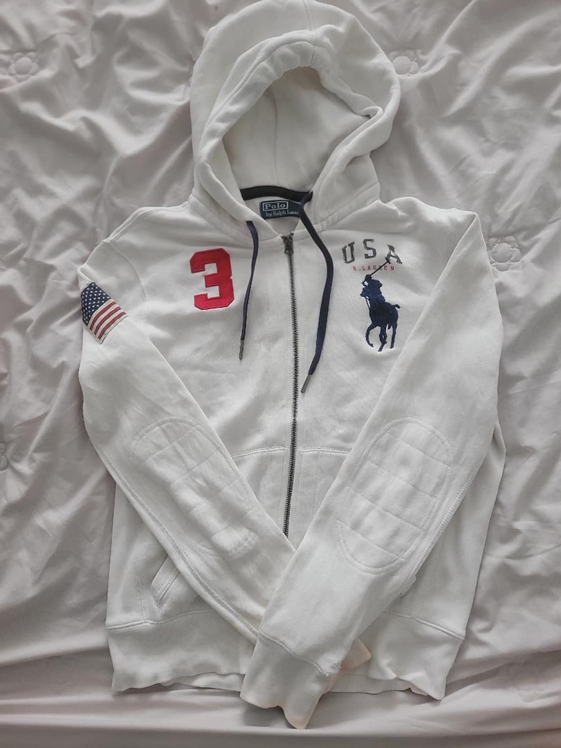 폴로 빅포니 성조기 후드집업(화이트) 상품이미지1