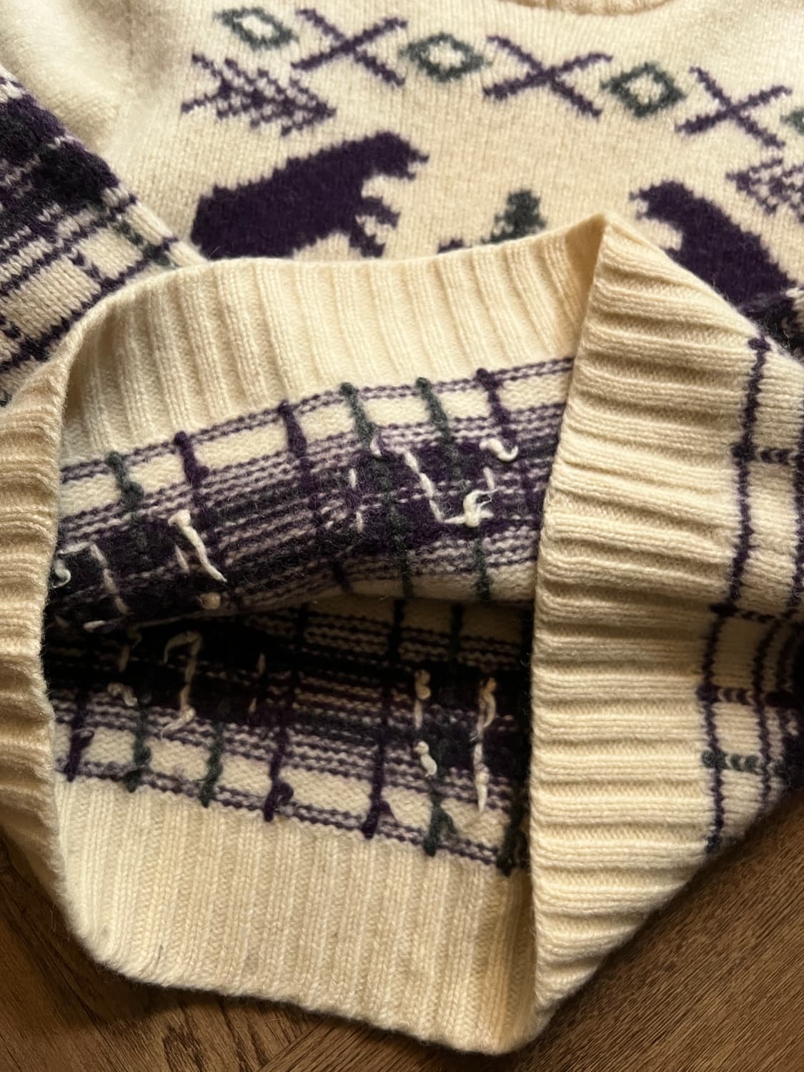 [XL]90's USA 빈티지 폴라베어 패턴 울 스웨터 상품이미지6