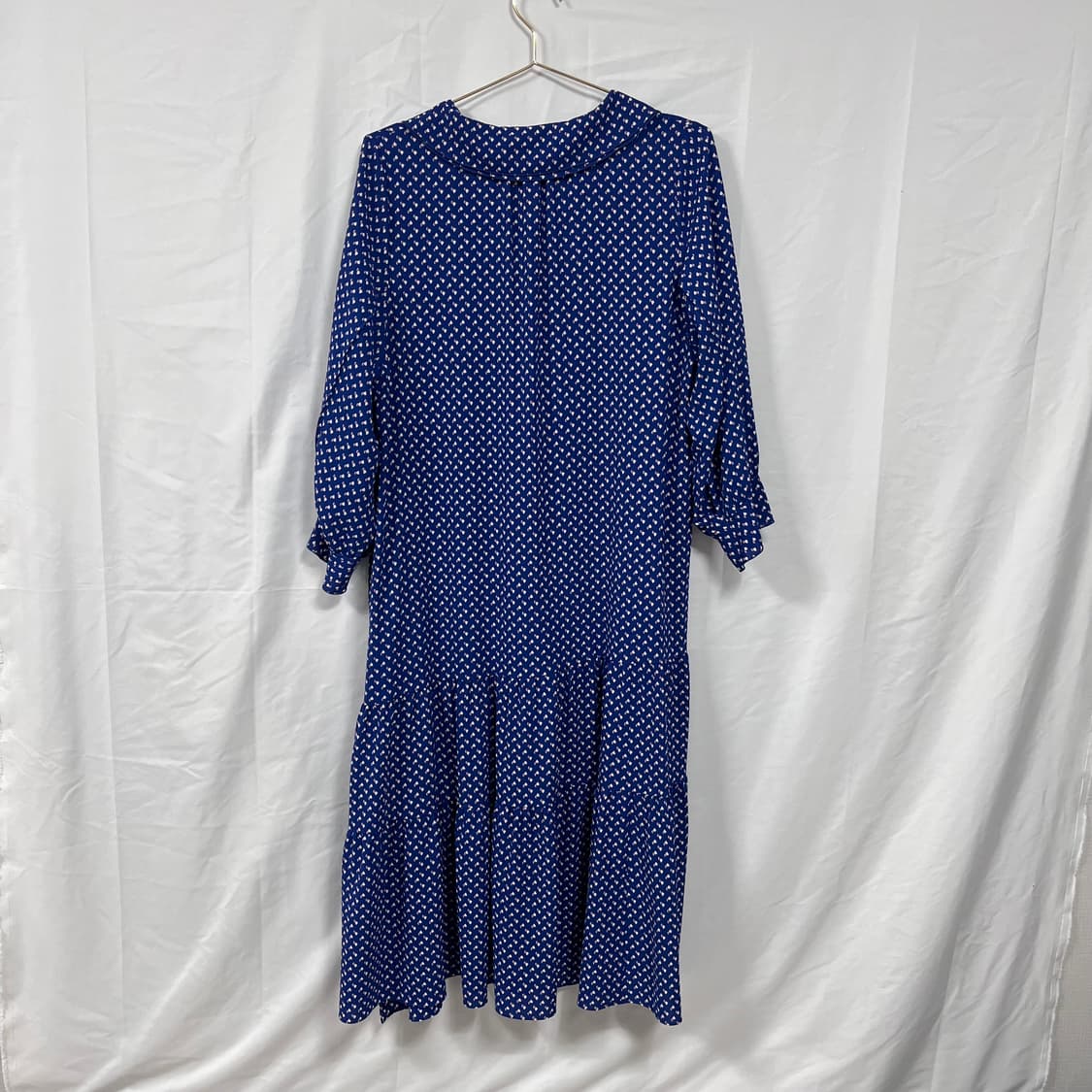 베네통 폴리 하트 패턴 카라 롱원피스 상품이미지4