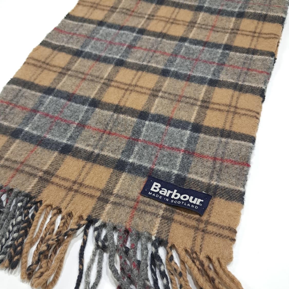 MX579 바버 00s 영국판 램스울 클래식타탄 카멜 머플러 목도리 상품이미지3