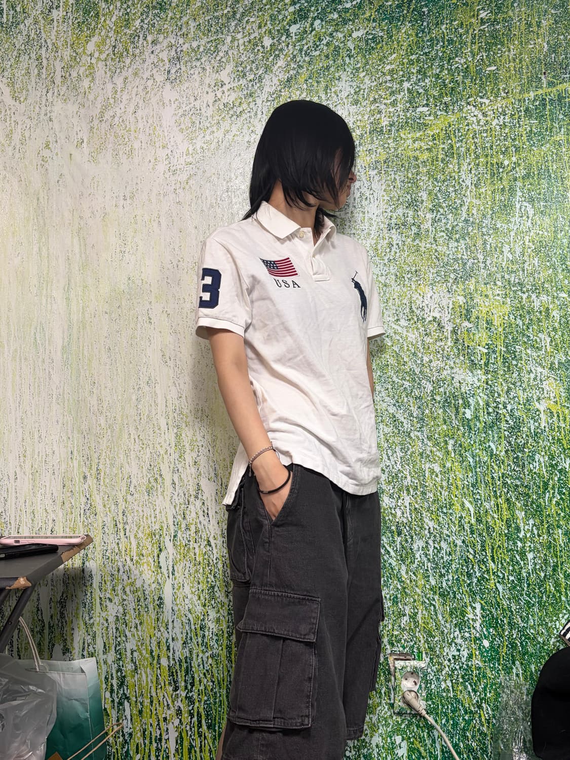 폴로 대대장 빅포니 치프키프 USA 화이트 반팔 카라 티셔츠 M  상품이미지5