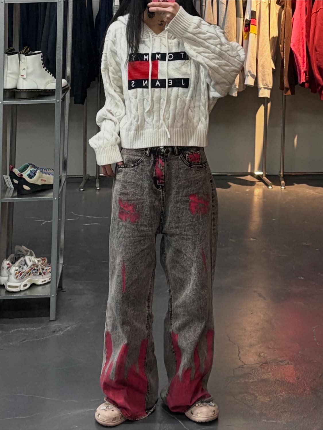 타미힐피거 빅 플래그 로고 케이블 후드 크롭 스웨터 A3431 상품이미지1