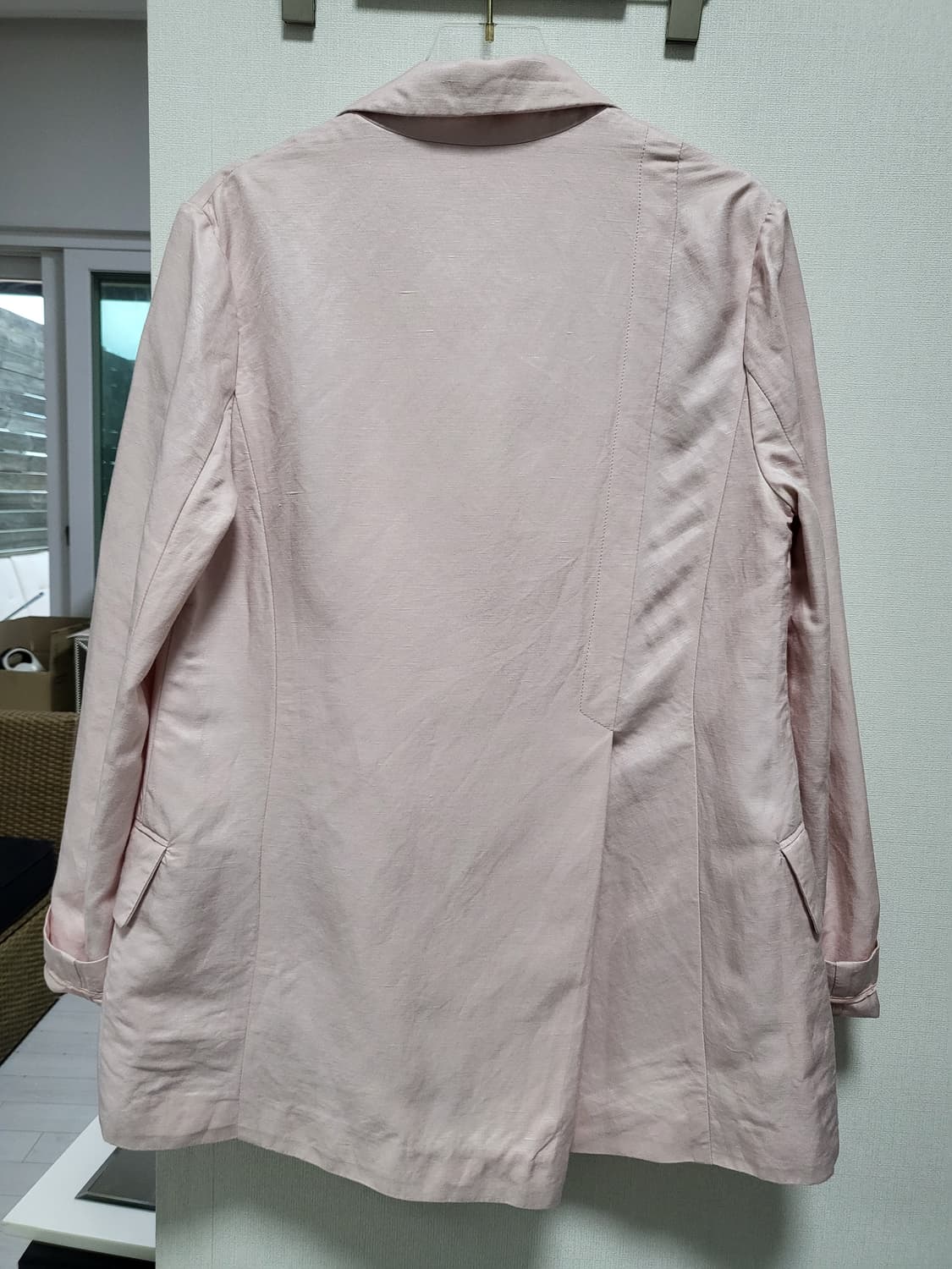 정품 산드로 린넨 딸기우유 핑크 더블 버튼 블레이저 44-66 상품이미지8