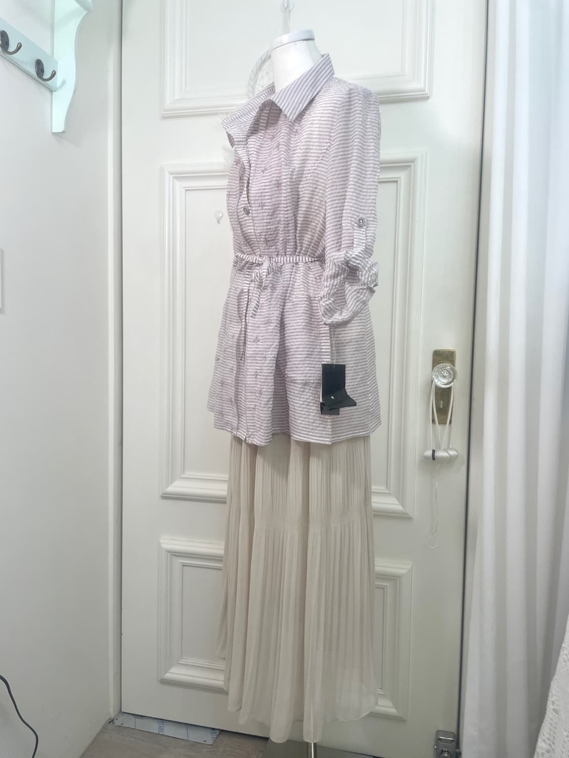 gray beige pleats layered chiffon bandin 상품이미지8