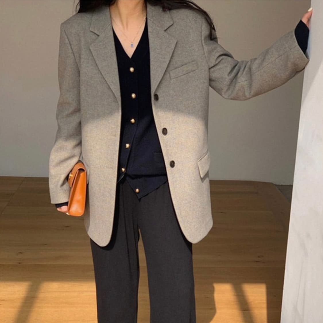 더키모(THE KIMO) 헤링본 울자켓 프리사이즈 상품이미지3