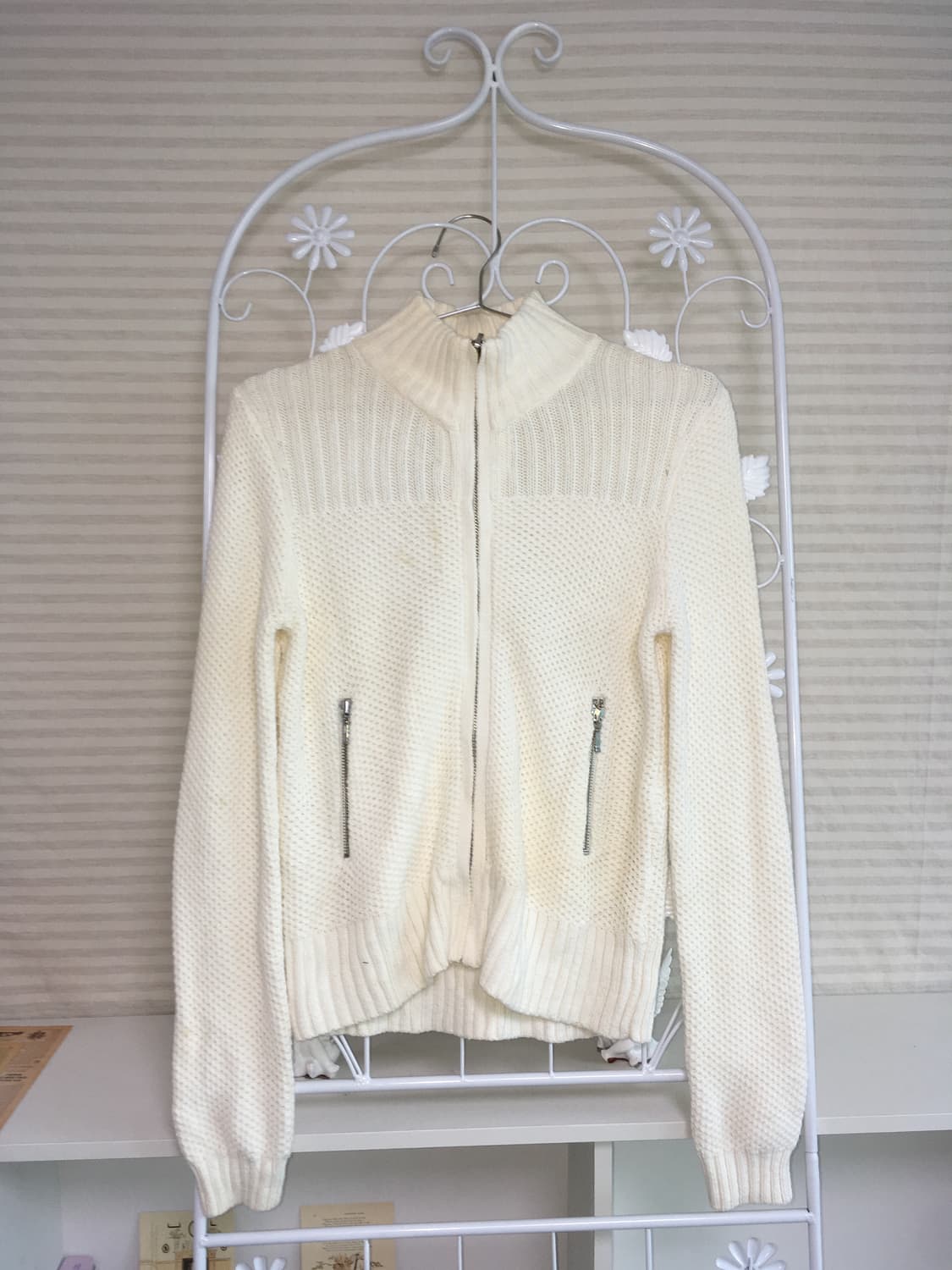 jpn vintage 아이보리 니트 집업 y2k 스트릿  상품이미지1