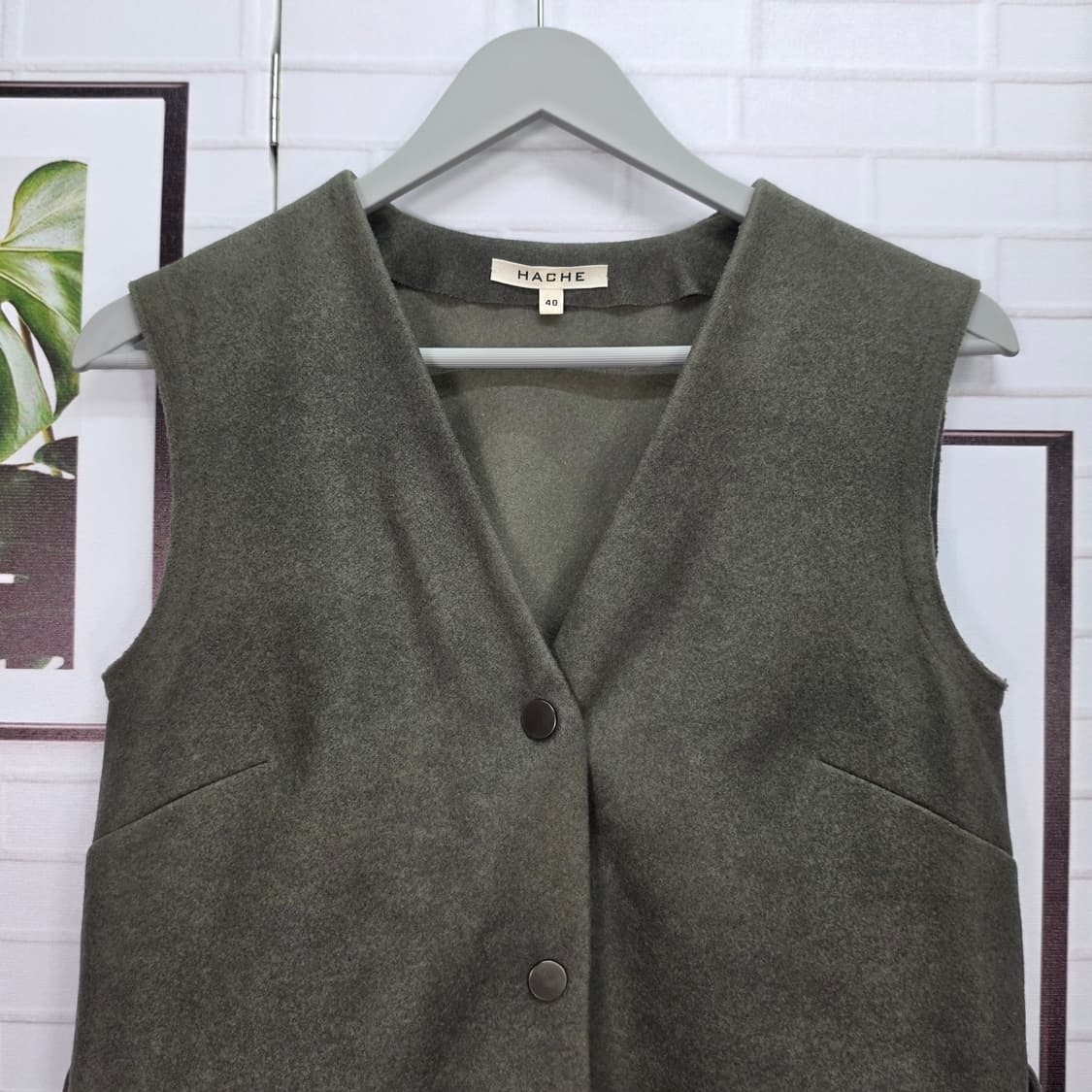 HACHE 하쉬 벨티드 포켓 울 조끼 베스트 40사이즈 상품이미지2