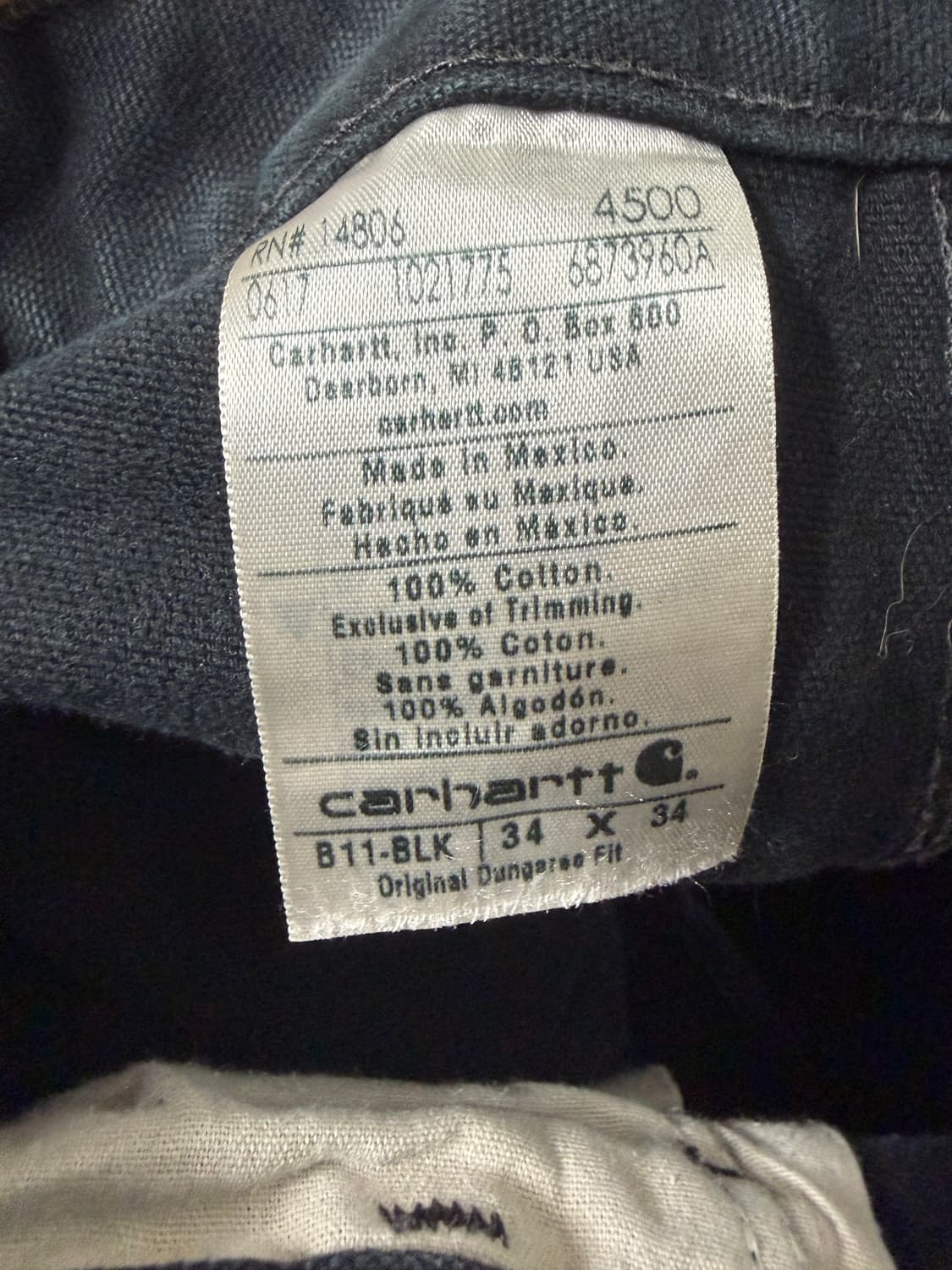 칼하트 b11 카펜터 워크팬츠 블랙 34x34 상품이미지4