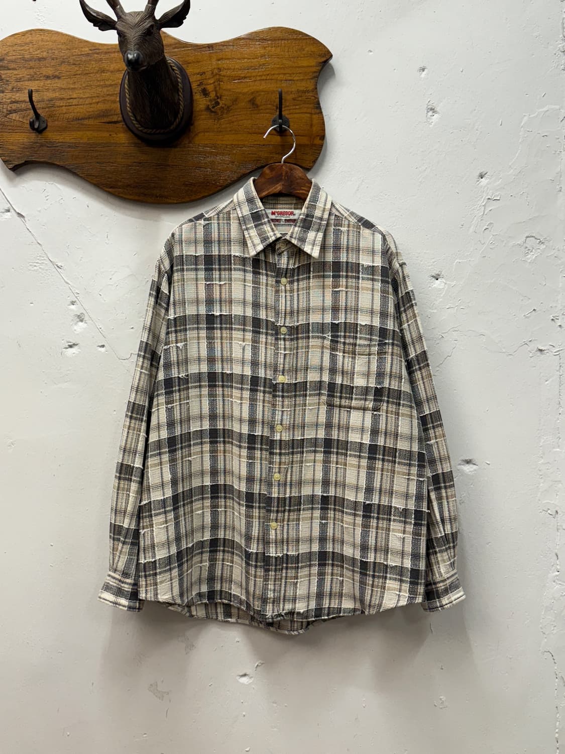 L) 90s JAPAN McGREGOR Textured Plaid Fla 상품이미지2